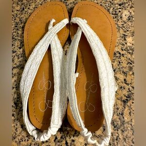Jessica Simpson white sequin sandals